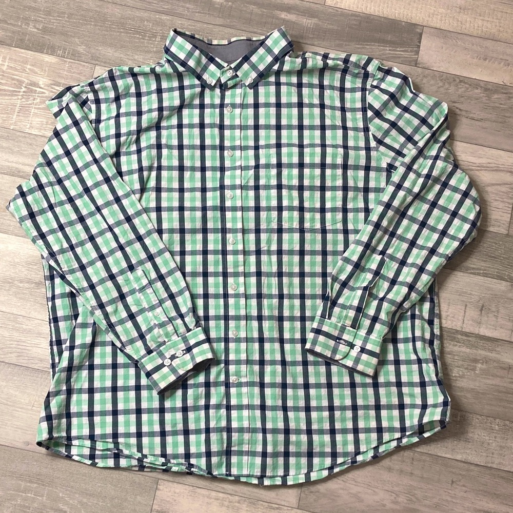 George Casual Green and Navy Plaid Shirt